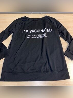 C.O.Z.Y Vaccinated Stay Away 3/4 Shirt Women’s Size Small Pullover Black